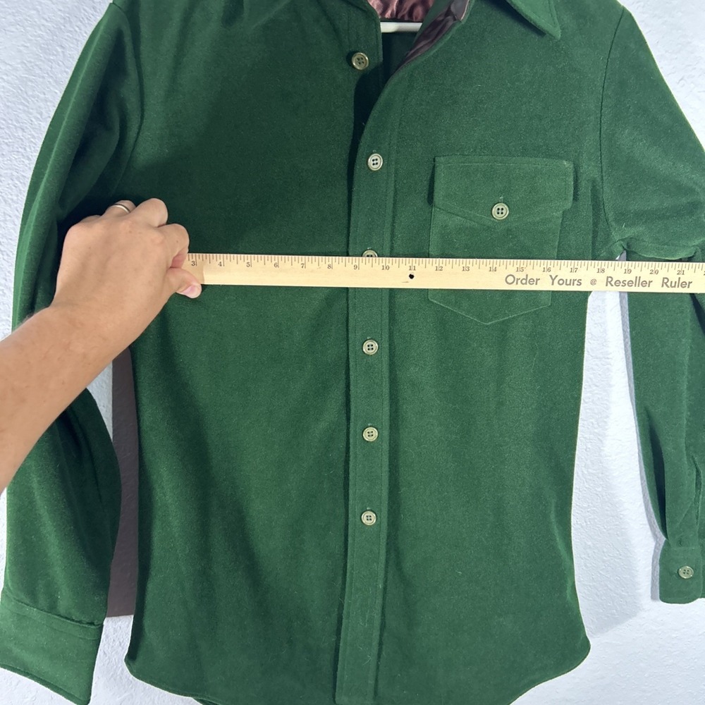 1980s Lee Shacket Size Small Forest Green Western Button Down Cruiser Shirt VTG - Picture 11 of 13